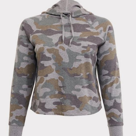 Torrid Heathered Grey Camo Midi Hoodie - Picture 1 of 3
